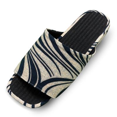 Мужские тапочки для дома Edoten, Сделано в Японии с татами-матами из мисуги с древесным углем, Открытый носок, Подошва из ЭВА, Ручная печать, Бежевый с рисунком «Проточная вода», Размер L