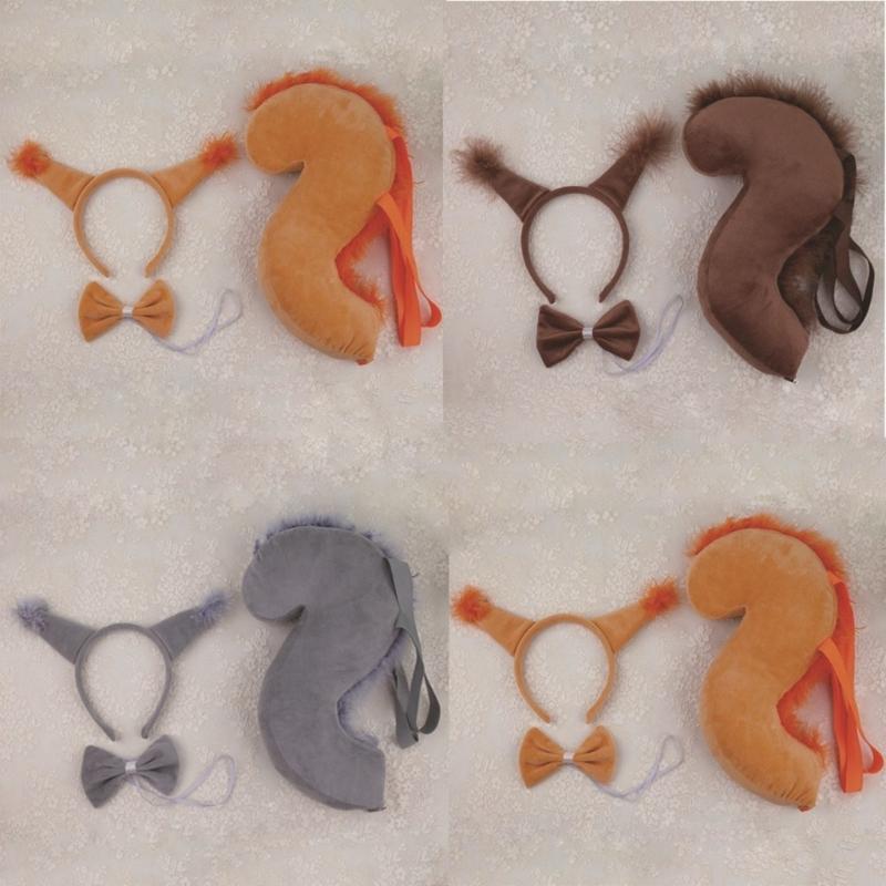 Повязка на голову белки Хвост Хэллоуин Животное Нарядные костюмы