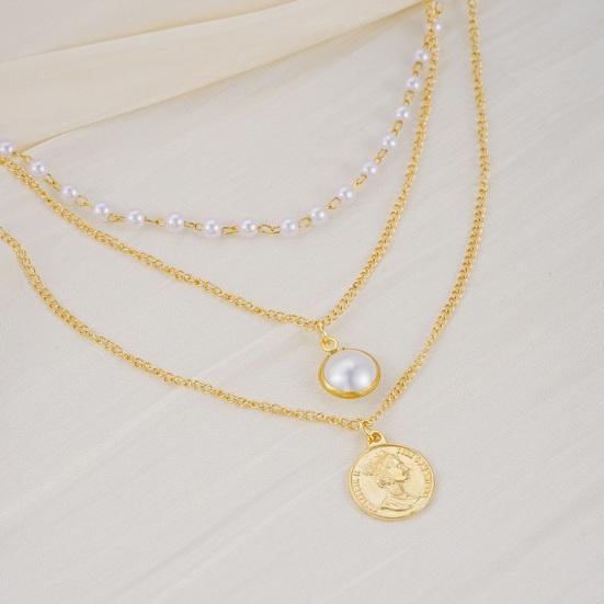 Золотое многослойное ожерелье для женщин, многослойная цепочка-чокер из искусственного жемчуга с бусинами