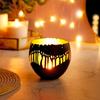Ornamental Iron Tea Light | Stylish | for Indoors & Outdoors Décor (Matt Black with Gold)