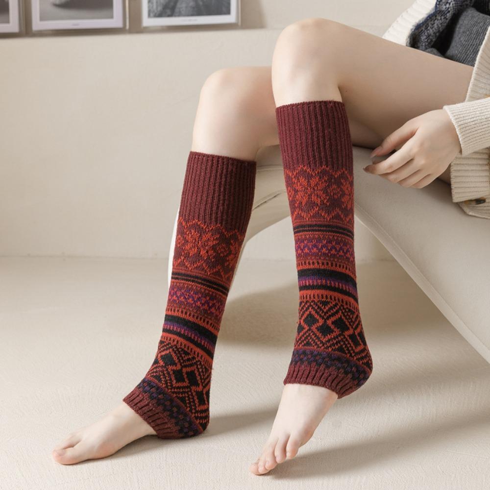 Гетры Вязаные Защитники Ног Утолщенные Чехлы для Стоп Модные Носки с Напуском Осень