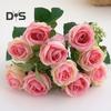 Eco-friendly Artificial Flower 10 Heads Attractive Single Branch Simulation Rose Flower Ornament
