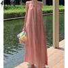 Women's Fashion Summer Spring Solid Color Print Sleeveless Suspenders Loose Waistline Casual Dresses