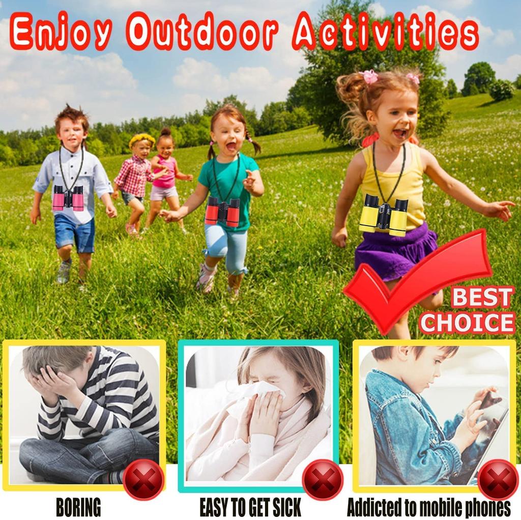 Kids Binoculars Shock Proof Toy Binoculars Set For Boys Girls Bird Watching Educational Learning Hunting Hiking Birthday Presents