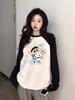 Women's Panda Cute Color Block Raglan Sleeve T-Shirt - Spring/Autumn Loose Fit, Cotton Layered Top