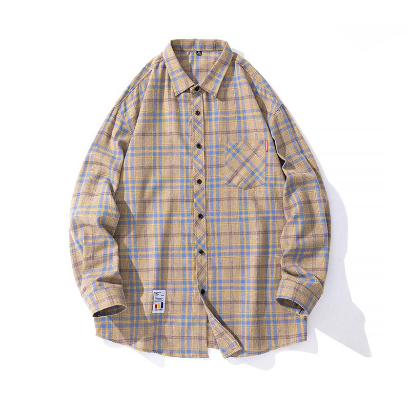 Мужская клетчатая рубашка с длинным рукавом, весенняя корейская повседневная рубашка, мужская рубашка