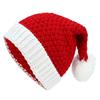 Christmas Hat Knitted White Pompom Handmade Flanging Thermal Dress Up Costume Accessories Woolen Yarn Women Men Unisex Santa Claus Cap for Outdoors