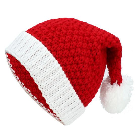Christmas Hat Knitted White Pompom Handmade Flanging Thermal Dress Up Costume Accessories Woolen Yarn Women Men Unisex Santa Claus Cap for Outdoors