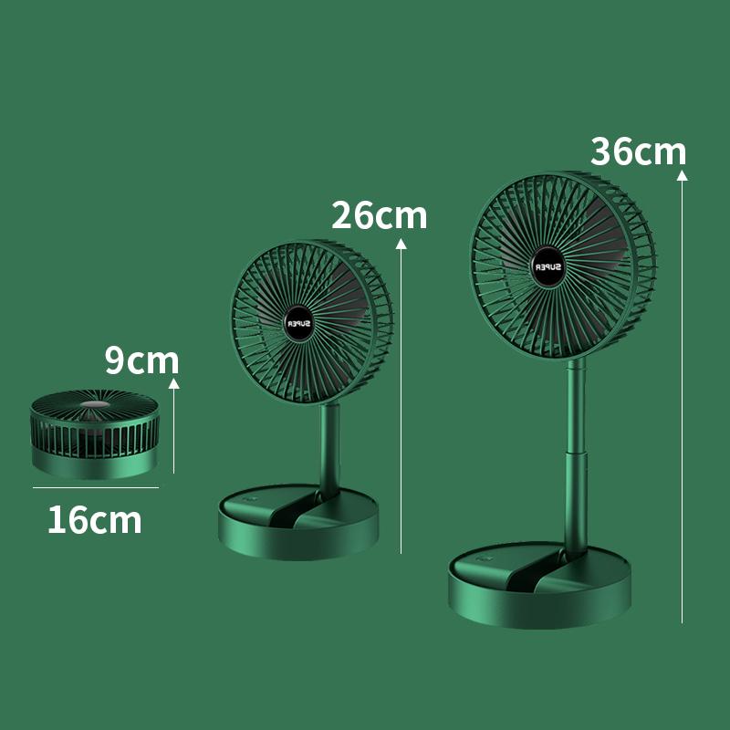 Mini Portable Desk Fan Foldaway Table Fan USB Rechargeable Pedestal Standing Floor Fan Lightweight Telescopic Fan Adjustable Height Fan