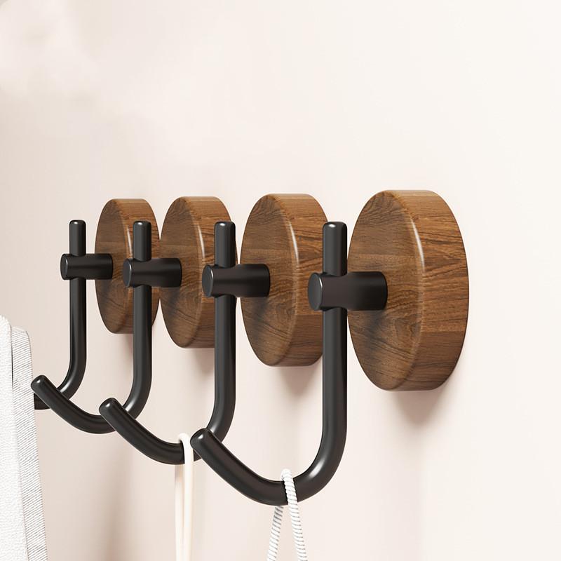 4/1pcs Wall Wood Hook Self-adhesive Walnut Hanging Hanger Bathroom Wall Hook Coat Storage Rack Home Towel Key Decor Kitchen Hook
