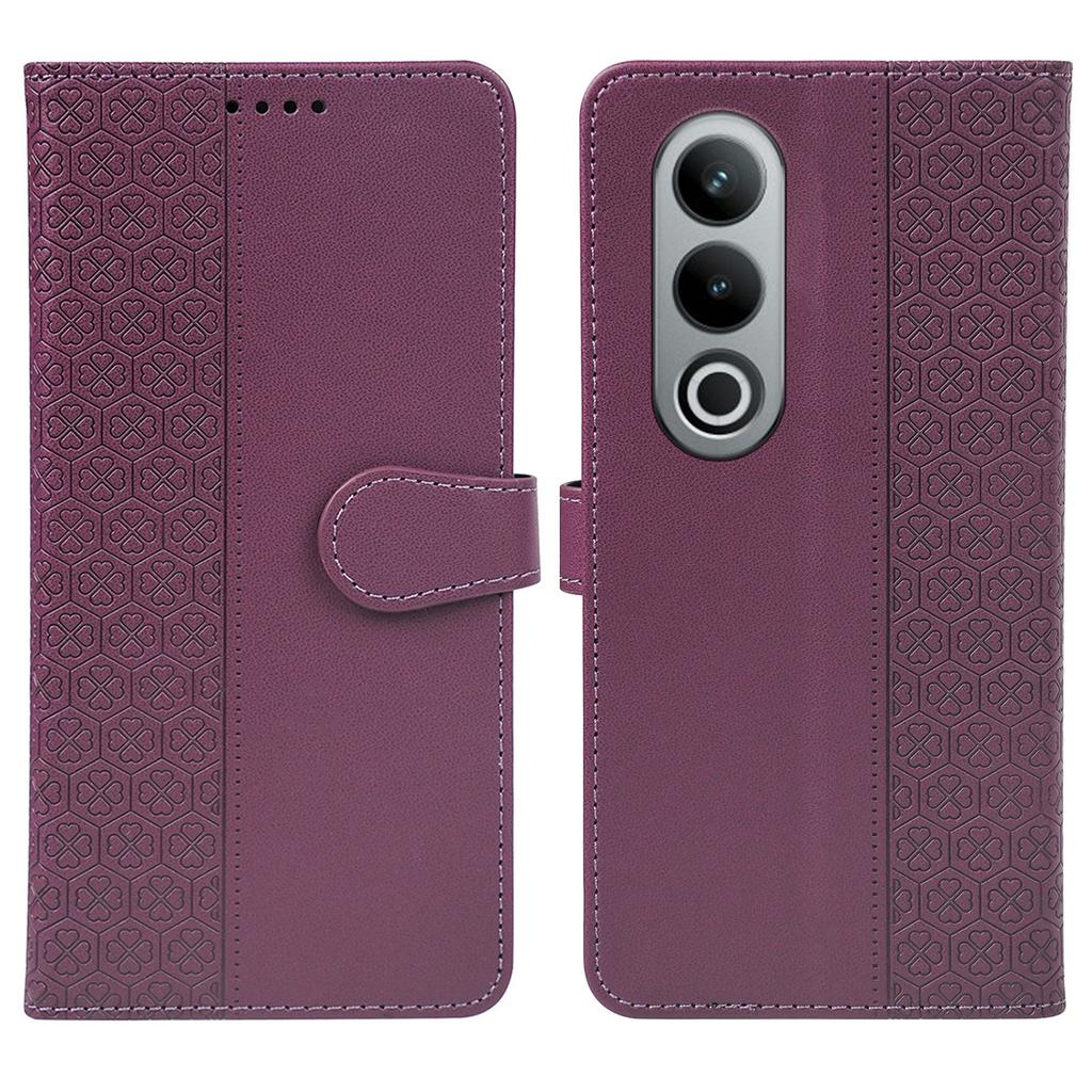 For OnePlus 12R 5G/Ace 3 5G Case Magnetic Clasp Four Leaf Clover Leather Phone Cover
