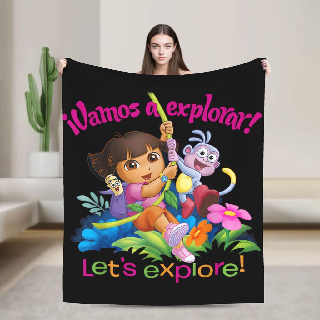 DDoras The Explorers Boots Bananarific Big Chest Logo Blanket Super Soft Plush Bedding Throws For Flannel Bedspread Bed Cover