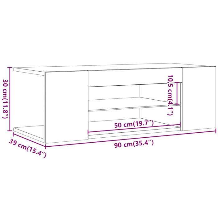 VidaXL Meuble TV avec lumières LED vieux bois bois d'ingénierie, support TV, meuble multimédia, console TV, meuble hifi, 856325
