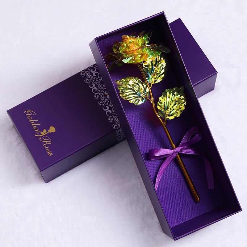 Подарочная коробка с гвоздикой из золотой фольги - 24-каратная золотая роза для китайского Дня святого Валентина