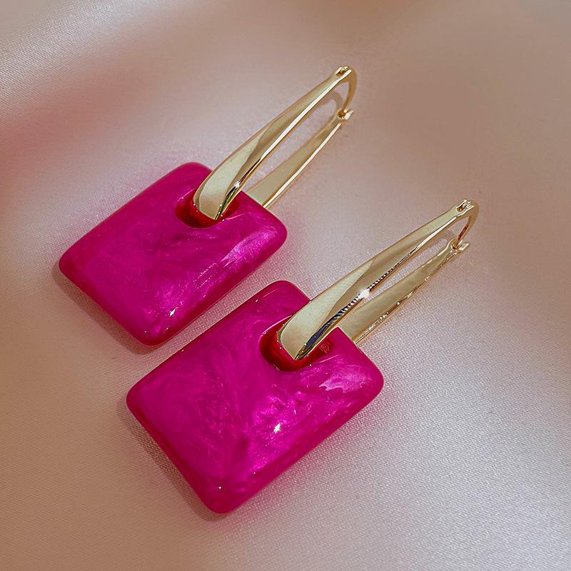 Fashion Acrylic Handbag Geometric Ear Buckle Earring Retro Temperament Exaggerated Earrings