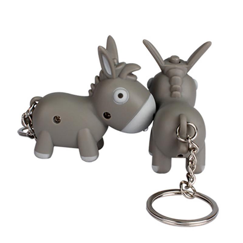 Милый ослик, светодиодный брелок, мини-фонарик, звуковой брелок, детские игрушки с героями мультфильмов