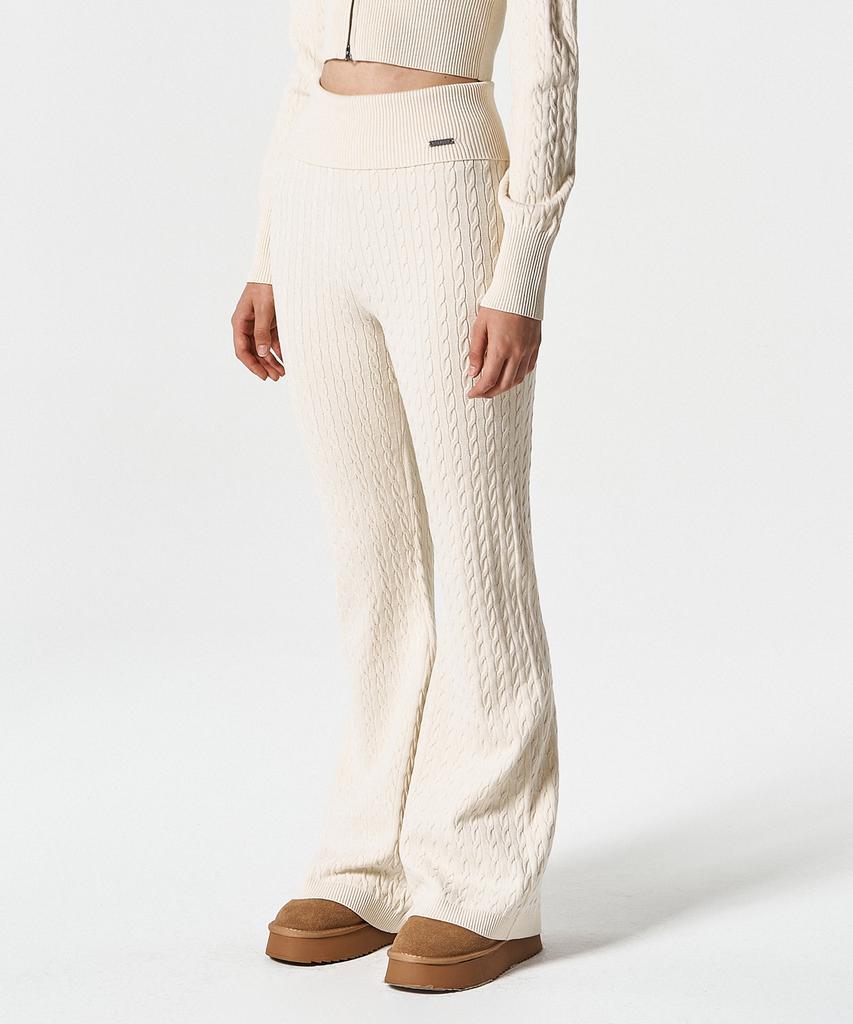 HDEX Women'S Cable Knit Bootcut Pants (Ivory)