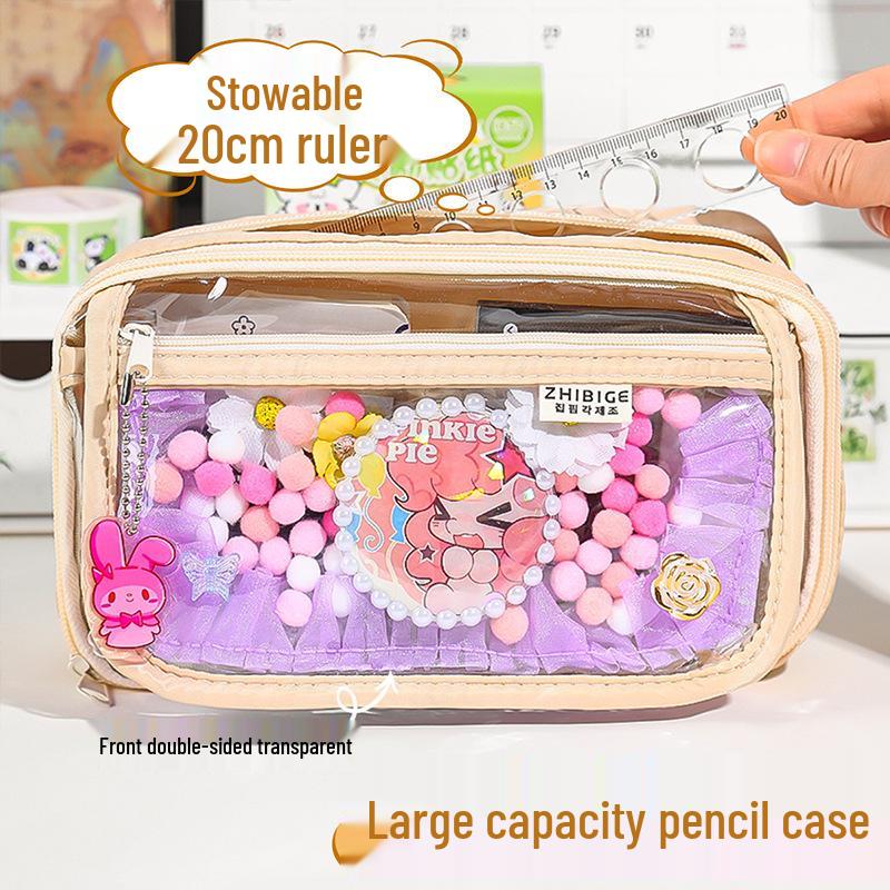 Baji Large Capacity Transparent Pencil Case for Students - 2025 New Arrival
