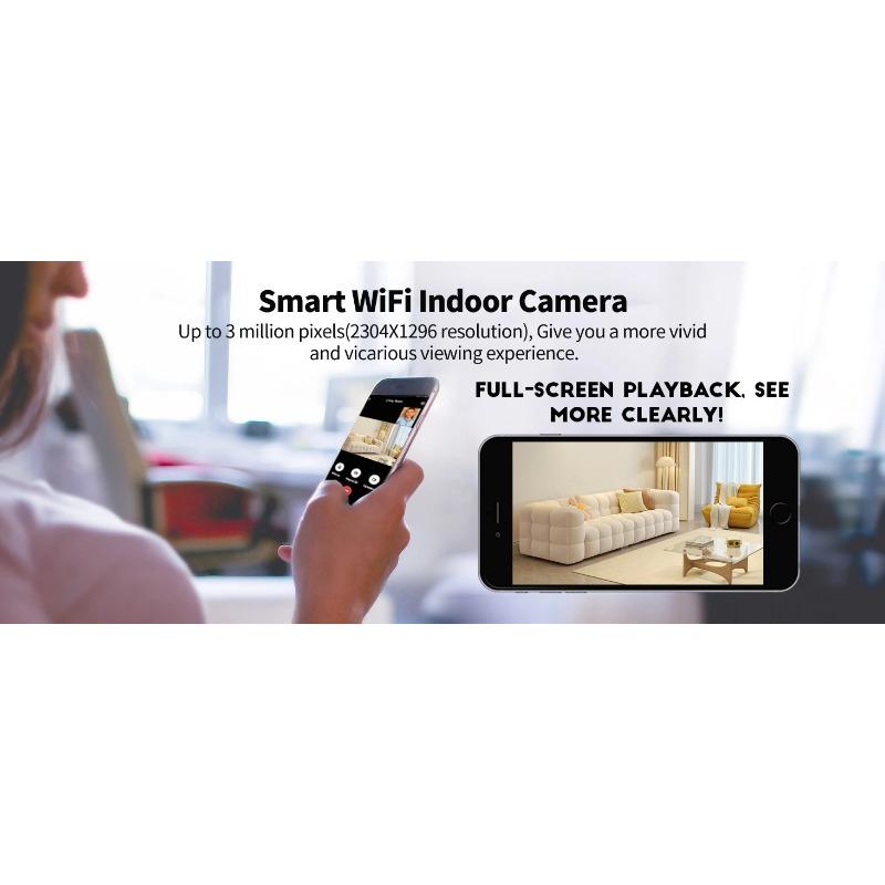Smart 2.4G 2K WiFi Indoor Security Camera Support Remote Two-Way Video Wireless Cameras for Pet/Dog/Child/Elder with Phone APP
