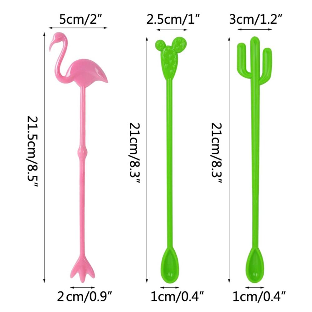 Flamingo Cactus Hawaiian Tropical Cocktail Tool Mixing Sticks Coffee Stirrer Swizzle Sticks