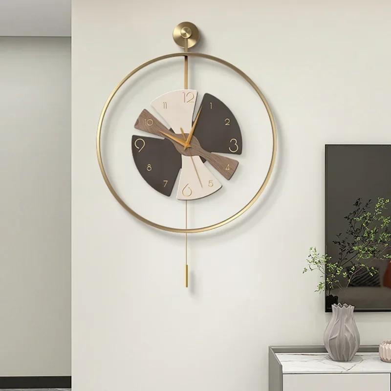 Living Room Decoration Wall Clock Home Decor Luxury Art No Punching Dining Room Wall Decoration Pendulum