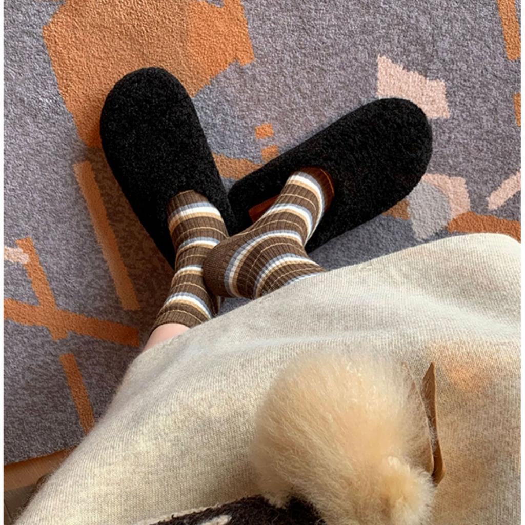 Plush and Fluffy Half Slippers Women's Outer Wear 2025 Autumn and Winter New Thick-soled Bag Head and One Pedal Thermal Cotton Shoes Single Shoes