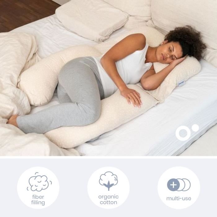 Doomoo Coussin de Grossesse et Coussin d'Allaitement Maxxy - Format XXL - Ultra Confortable, Beige