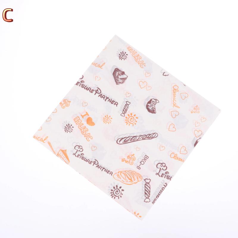 50 шт. Упаковка для выпечки Пакет для еды Жиронепроницаемый бумажный пакет Обертка для сэндвича, пончика, хлеба Гамбургер Кухонный аксессуар 18*18 см