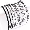 6PCS Stainless Steel Durable High Quality Hair Bands Spring Wavy Hoop Unisex Black Headband Slicked Back Non Slip Sports Cape