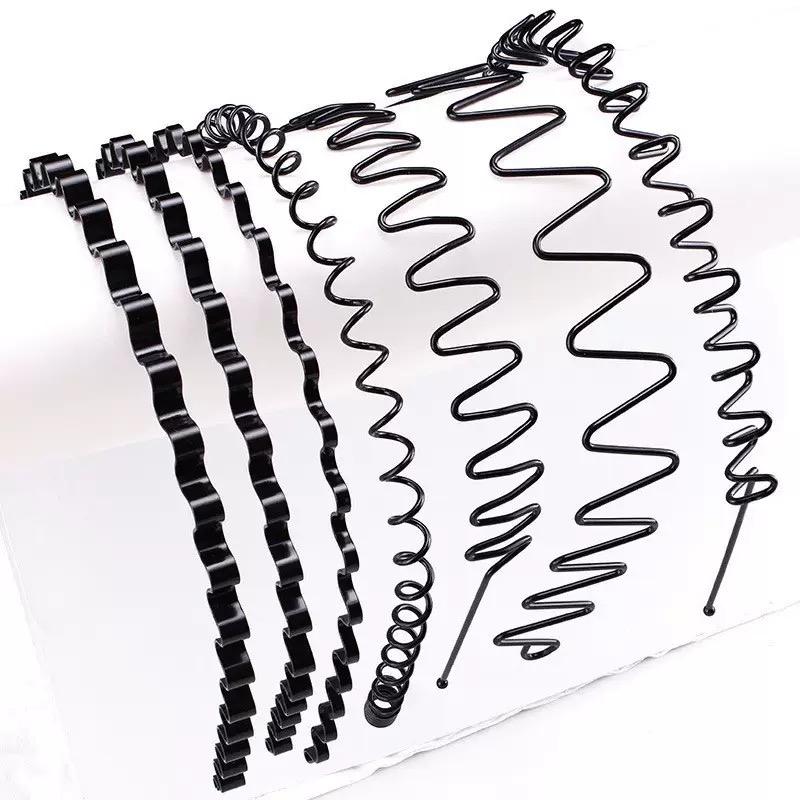 6PCS Stainless Steel Durable High Quality Hair Bands Spring Wavy Hoop Unisex Black Headband Slicked Back Non Slip Sports Cape