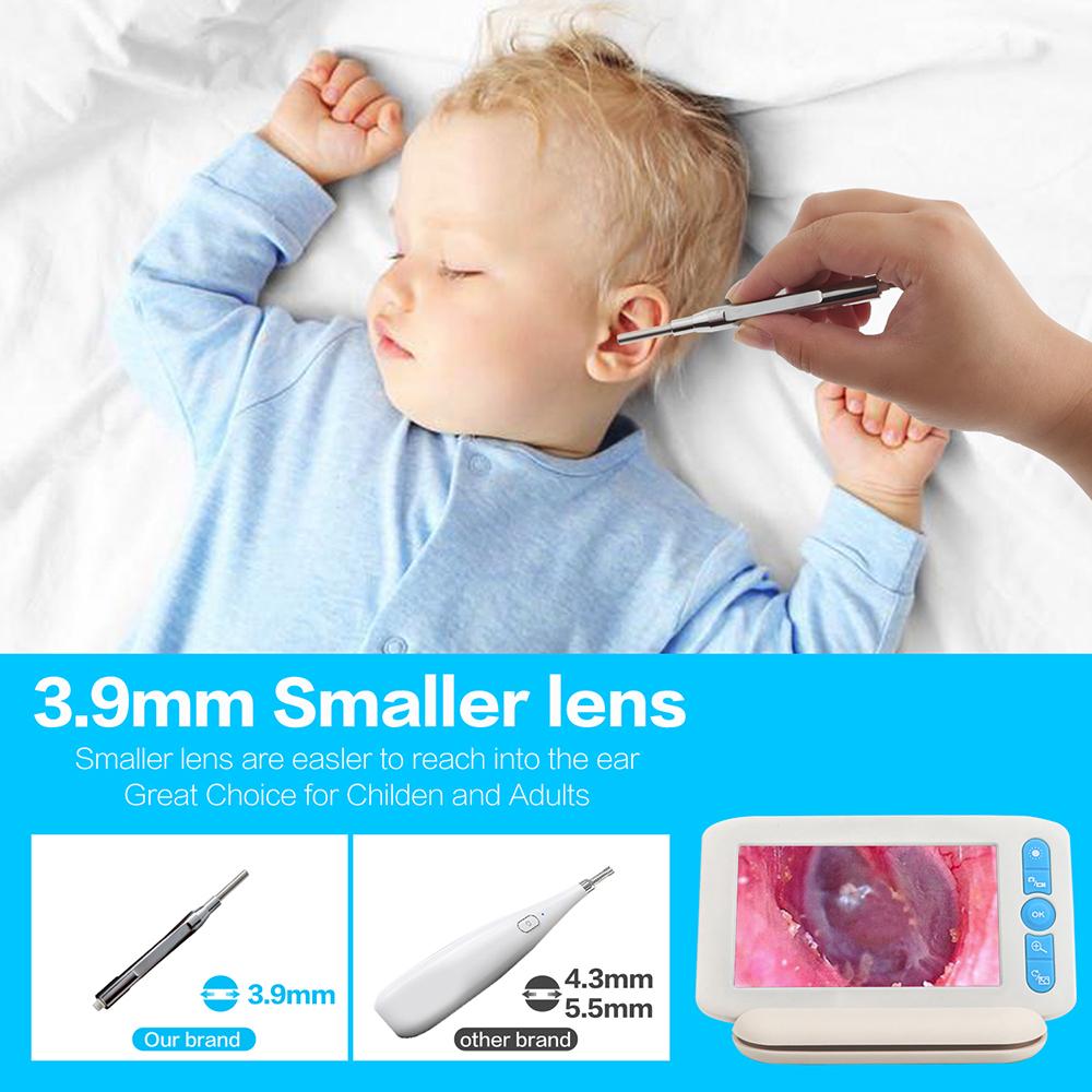 Цифровой отоскоп с 6 светодиодами, 32G TFcard, 3,9 мм, 1080P, камера для наблюдения за ушами, 4,3 дюйма