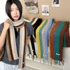 Y2k Color Block Knitted Scarf Women Cashmere Wool Scarves Harajuku Decoration Neckerchief Korean Style Thin Narrow Long Scarf