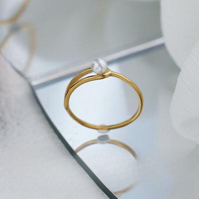 Корейский темперамент Изысканное кольцо в стиле Инс, Модное чувство дизайна Пресноводный жемчуг Изящное кольцо Ювелирные изделия Не выцветают