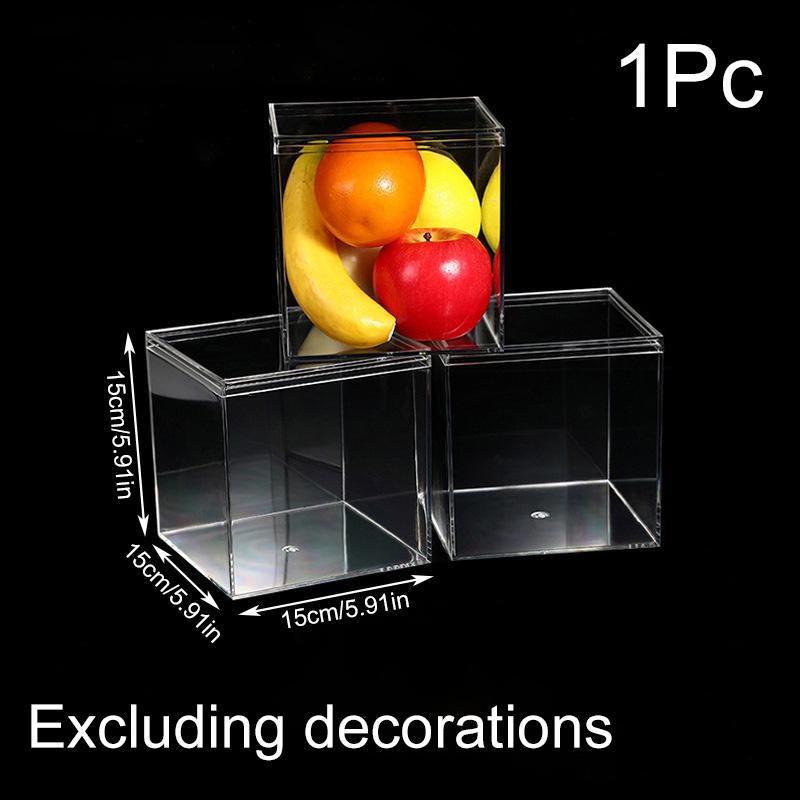 1pc With Cover Food Candy Storage Containe Mini Acrylic Square Box Transparent Plastic Storage Box