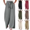Womens Wide Leg Palazzo Pants High Waisted Adjustable Tie Knot Flowy Trousers Casual Loose Pant With Pockets