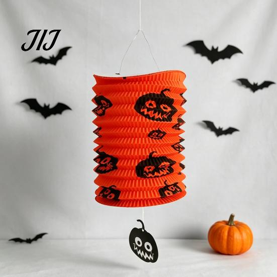 Halloween Party Supplies Hanging Folding Paper Lantern, Spooky Pumpkin Witch Spider Accordion Lanterns Decoration Lantern for Haunted House Holiday