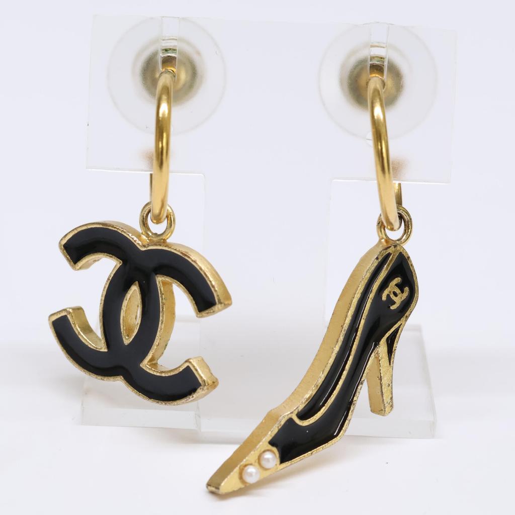 CHANEL 02A Coco Pumps Heel Earrings earring Black / goldUsed
