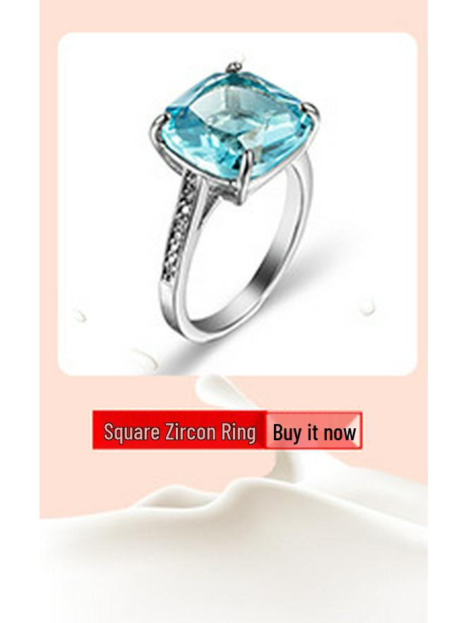 Комплект колец с розовым цирконом и бриллиантами - Креативные ювелирные аксессуары