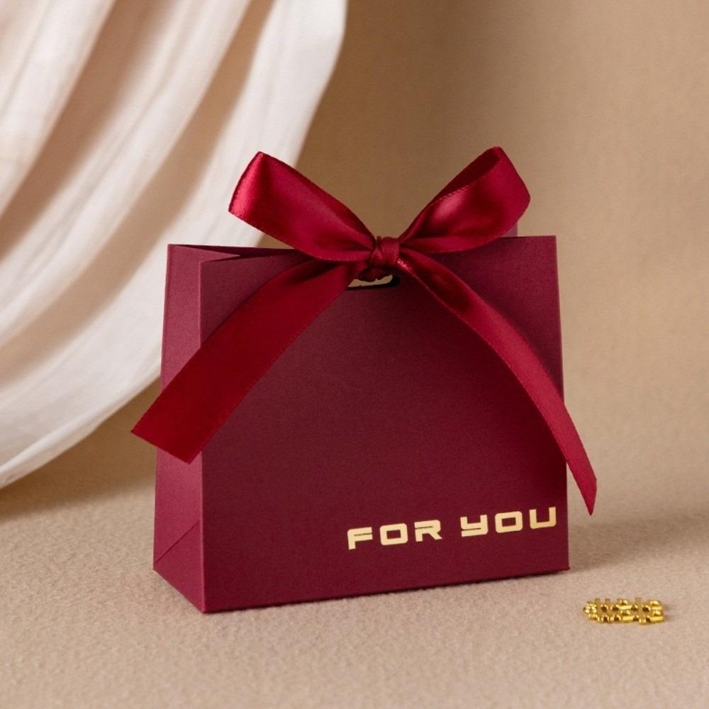 10Pcs With Ribbon Party Favor Bags Small Size Paper Packing Bags Elegant Gift Bags Christmas Party