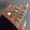 1Set Vintage Metal Rings For Women Men Gift Personalized Punk Hip Hop Irregular Exaggerated Knuckle Joint Rings