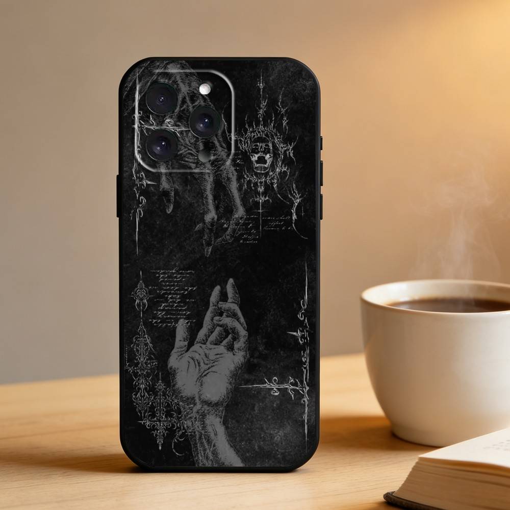Готический Кокетливый Кибер Сигилизм Чехол Для Телефона Для iPhone 16,15,14,13,12,17,Pro Max,Plus Силиконовый Черный Чехол