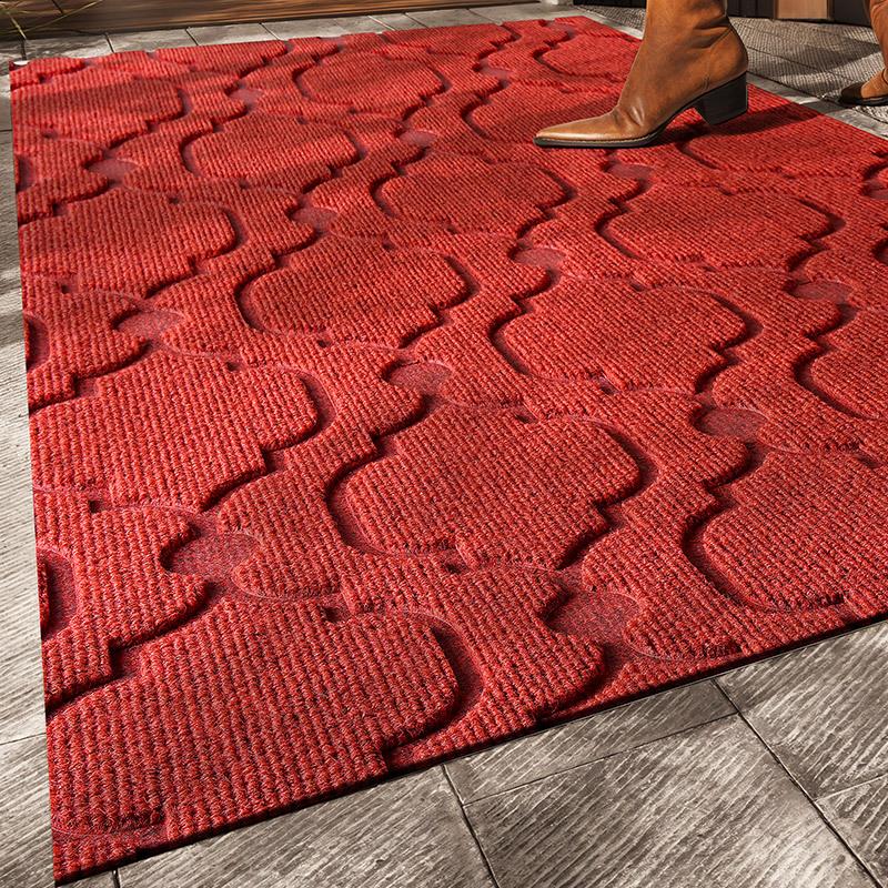 Высококачественный красный коврик для пола виллы, дверной коврик, утолщенный уличный нескользящий коврик для входа в дом