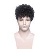 Short Men Synthetic Wig Curly Black Natural Wigs with Bangs Hair High Temperature Fiber for Daily Cosplay Party