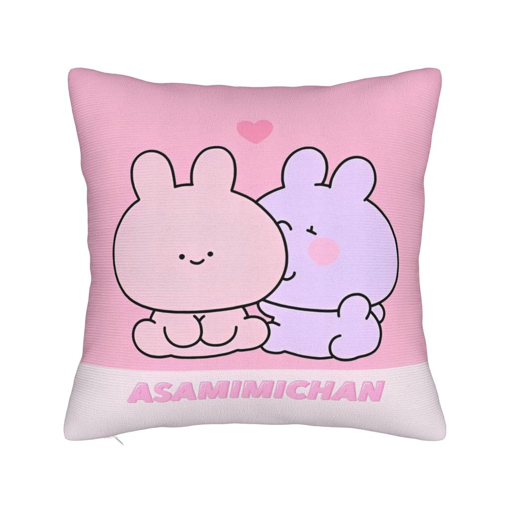 Rabbit Asamimichaan Cute Asamimi Square Pillow Case Polyester Decorative Pillow Fashion Pillowcase