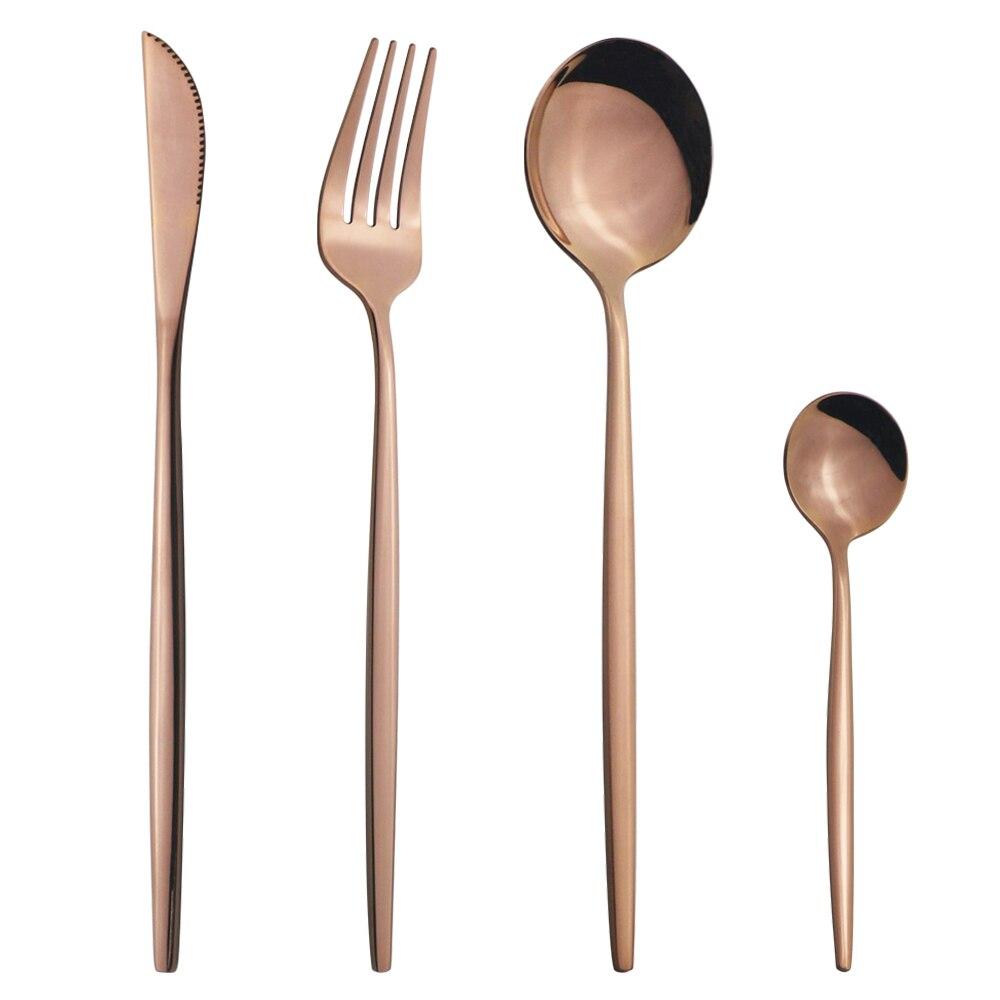 4Pcs Western Colorful Dinnerware Set Stainless Steel Cutlery Dinner Set Knife Fork Coffee Spoon Silverware Kitchen Tableware Set