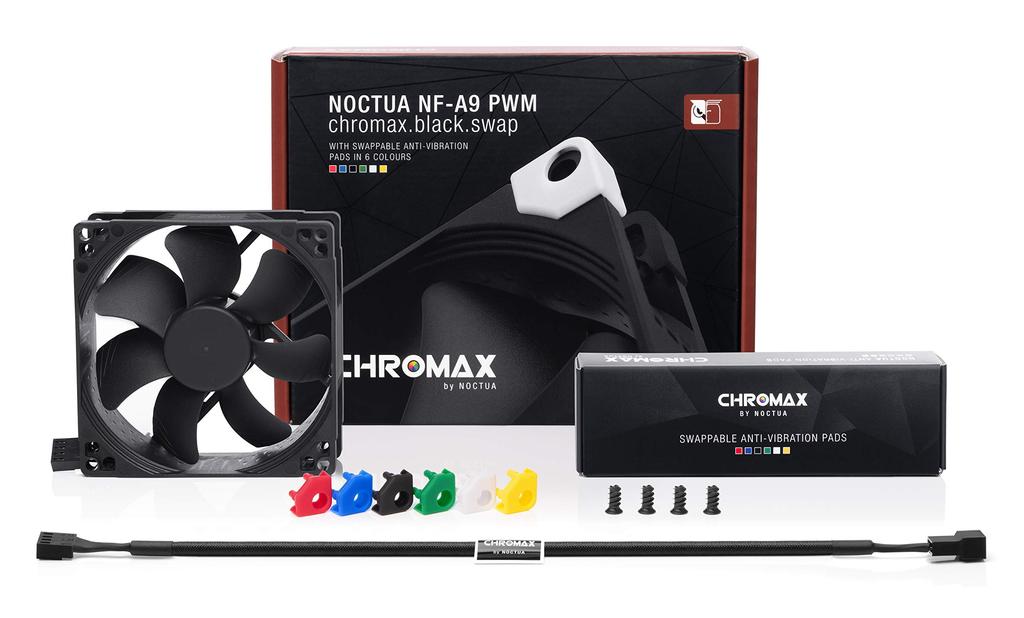 Noctua PWM Premium NF-A9 chromax.black.swap, Тихий, 4-контактный (92мм, Черный)