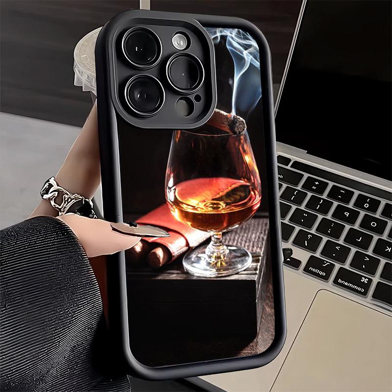 Чехол для телефона iPhone 17 Air 16E 15 16 Pro Max Сигара Виски Ледяной Напиток Чехол 14 Plus 13 12 Mini Мягкий Силиконовый Fundas
