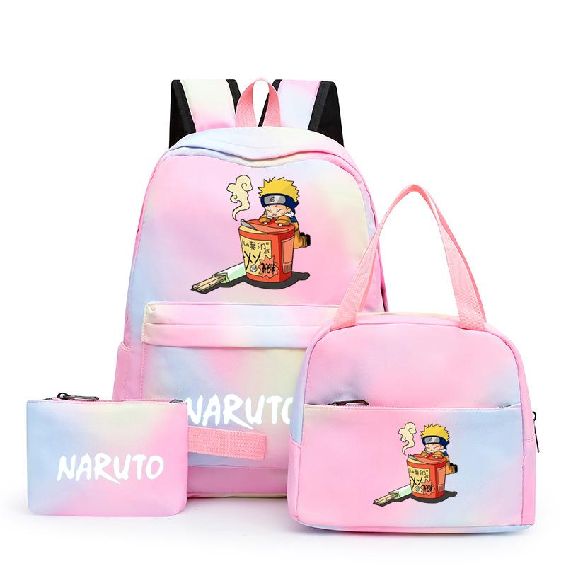 3 шт., школьный рюкзак в стиле аниме для девочек Y2K с сумками для обеда, школьный рюкзак, комплект холщовых сумок, детская сумка-ручка