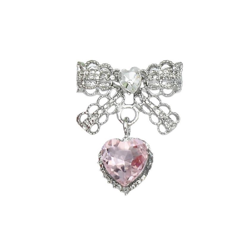 Nail Art Accessories 10Pcs Sweet Bow Love Heart Tassel Pendant Shiny Gems for Professional Nail Salon