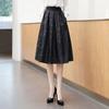 Women's Spring and Fall Bustier Skirt High Waist Zipper Fashion Jacquard Pleated Skirt